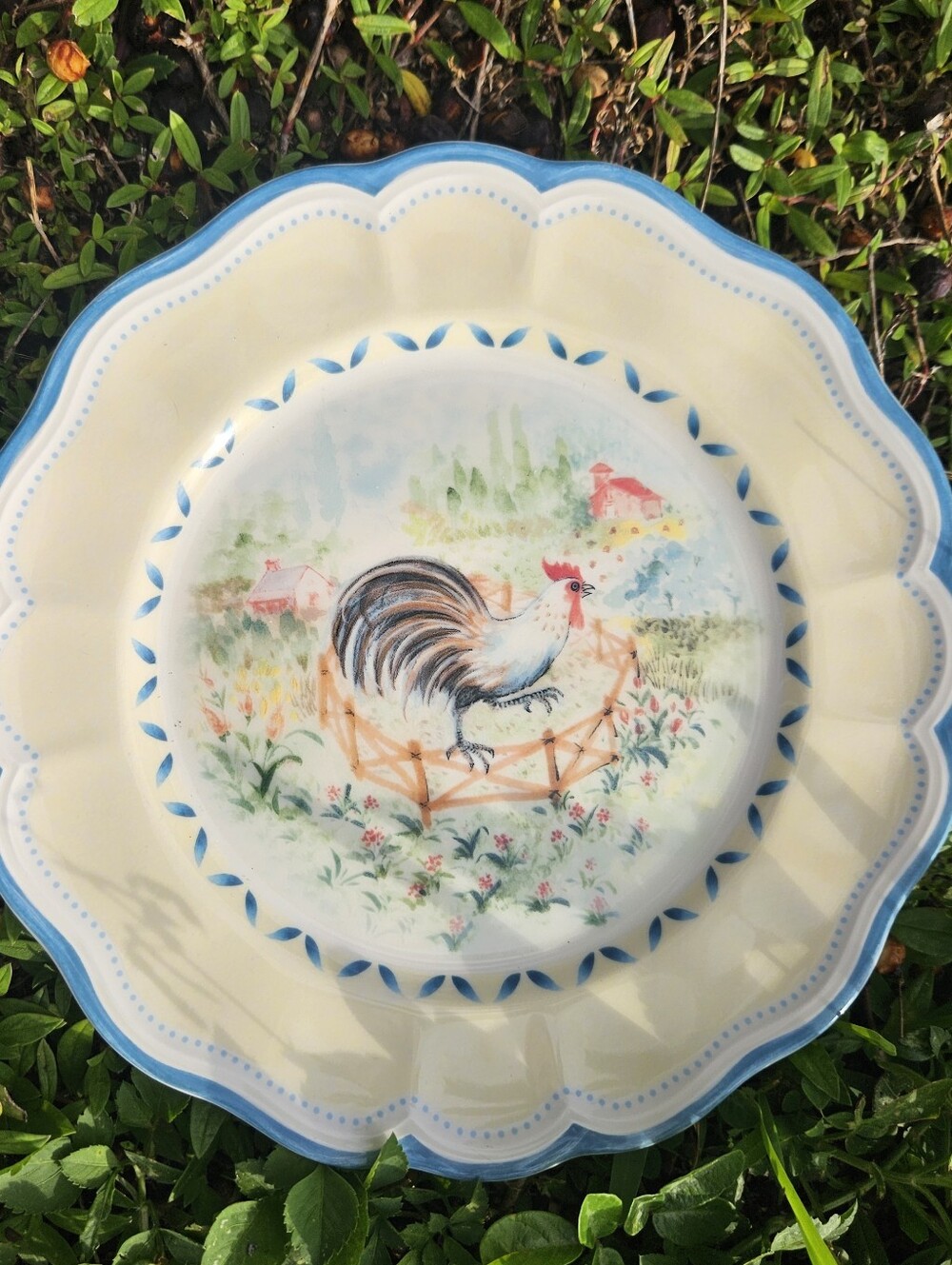 Lenox Provencal Garden Plates, 4 Lenox Plates. Cow Barnyard & Rooster Plates - Picture 2 of 7